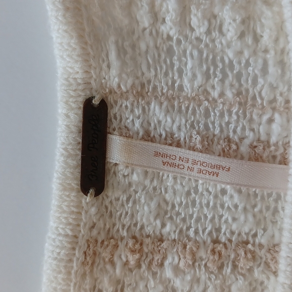 Free people top cream sweater fringed sleeves crochet woven size xs - Picture 5 of 12